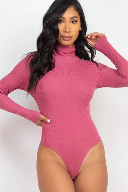 Ribbed Turtle Neck Long Sleeve Bodysuit (CAPELLA)