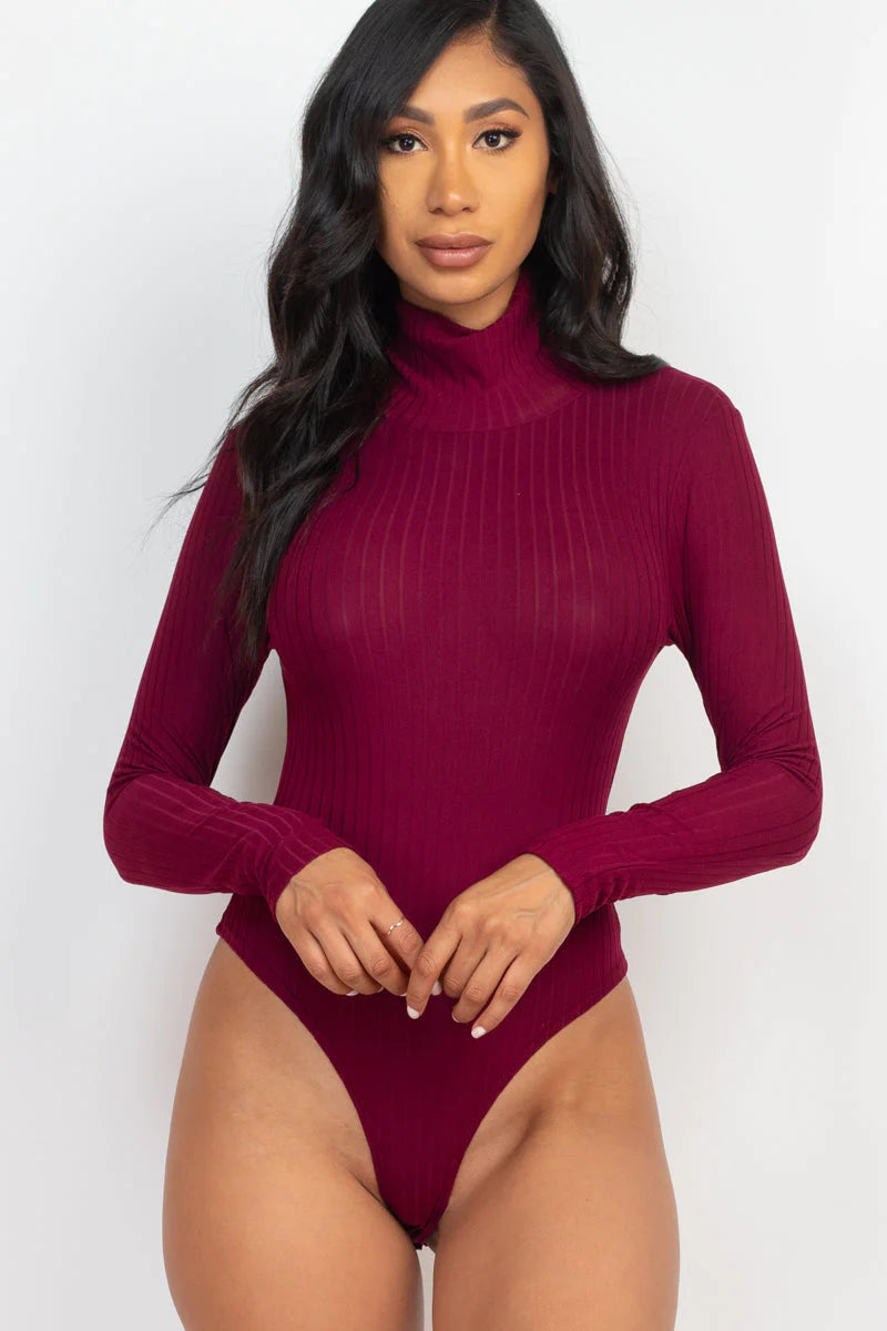 Ribbed Turtle Neck Long Sleeve Bodysuit (CAPELLA)