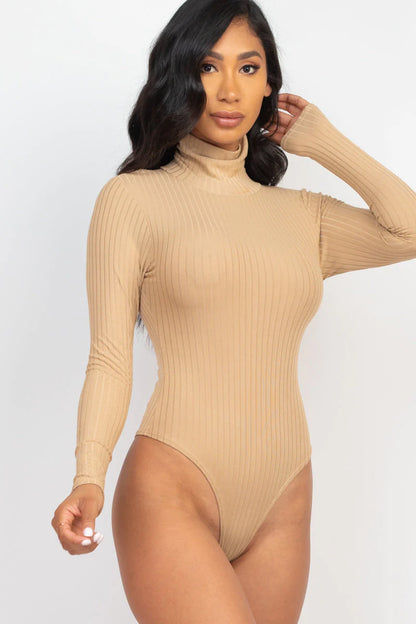 Ribbed Turtle Neck Long Sleeve Bodysuit (CAPELLA)