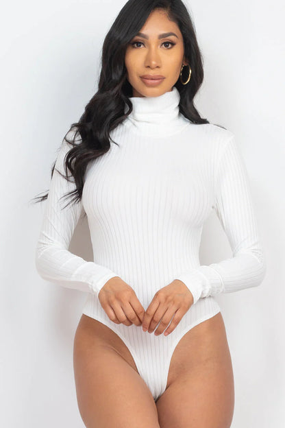 Ribbed Turtle Neck Long Sleeve Bodysuit (CAPELLA)