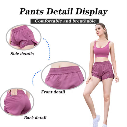 Running Athletic Shorts for Women Yoga Gym Joggers Quick-Dry Workout Loose Shorts with Pockets