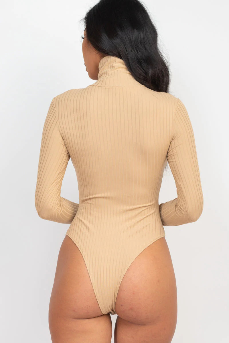 Ribbed Turtle Neck Long Sleeve Bodysuit (CAPELLA)