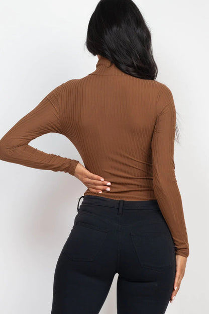 Ribbed Turtle Neck Long Sleeve Bodysuit (CAPELLA)